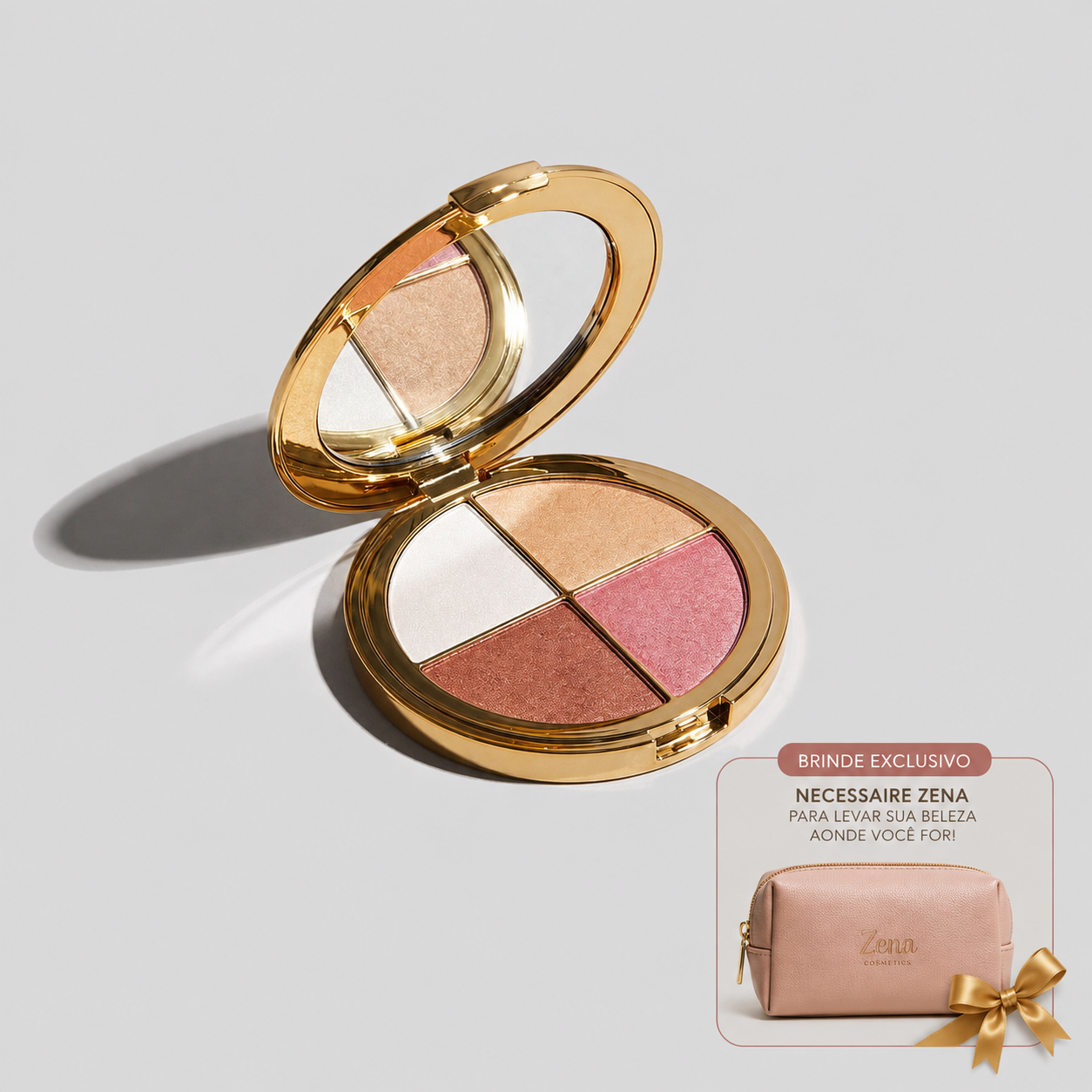 Paleta Glam em Segundos — Olhos & Blush + Brinde Necessaire Zena
